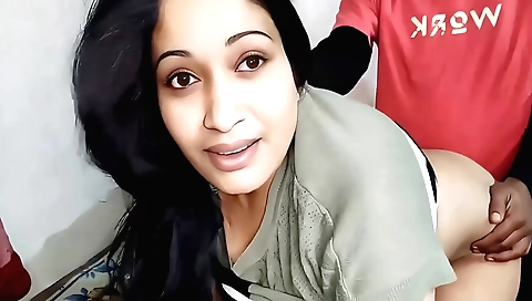 Hot brunette is getting an amateur fuck in a hostel