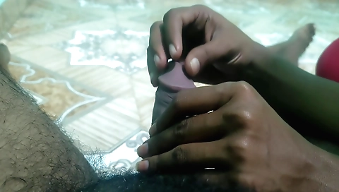 Amateur wife handjob with my tongue in my own bedroom