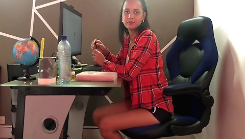 Brunette with a large pair of boobs gets deepthroat fucked 1