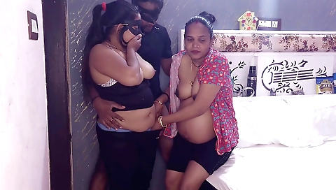 A brunette stepmom has sex with two horny stepsisters