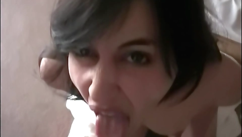 Amateur blonde girl is getting a facial on the bed