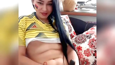 Solo female in a black dress and leather shorts showing off