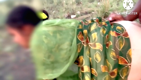 Brunette indian girl getting fucked by a guy outdoors