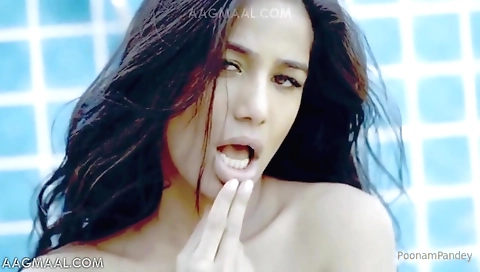 Poonam pandey takes wet clothes in shower in outdoor
