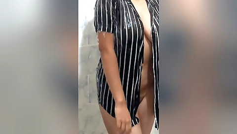 Indian girl in bikini enjoys shower and enjoys sex