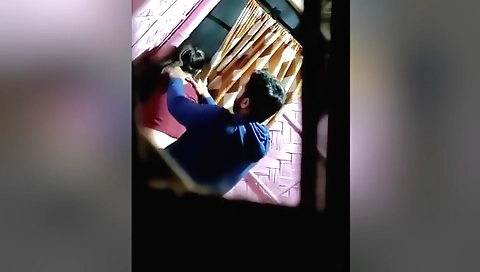 Indian teen is showing her body to the camera behind