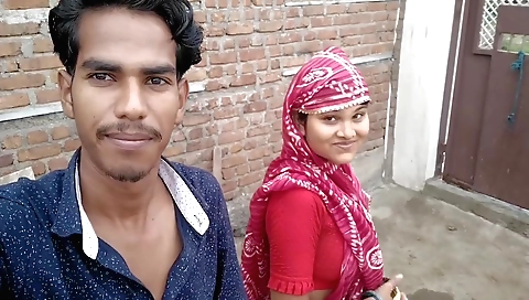 Indian wife and husband making love in the backyard