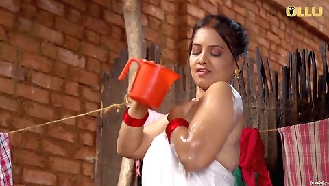 Brunette girl with big tits and natural body showing off