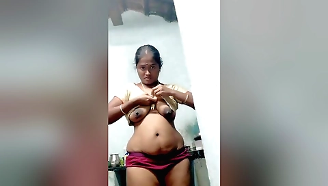 Indian beauty in pink lingerie in solo webcam video