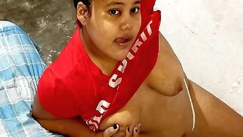 Big ass brunette with small clothes on and sexy body