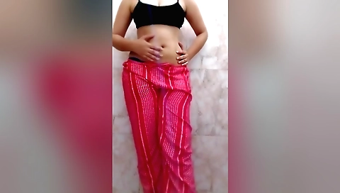 Hot desi woman with large boobs in step-sister bathing