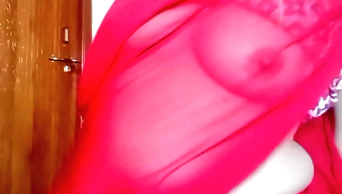 Busty brunette girl has big boobs masturbates with fingers