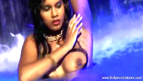 Indian brunette lady with big boobs enjoys herself