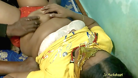 Indian chick gets her tits pounded by a dick in the ass