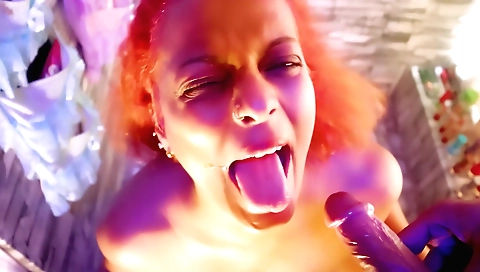 Sexy big ass milf riding a cock in a red head panty