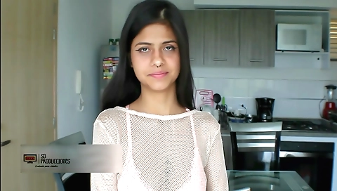 Indian girl gets a deepthroat facial for her shaved snatch