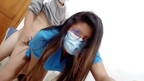 Busty doctor with a large booty fucked by a client