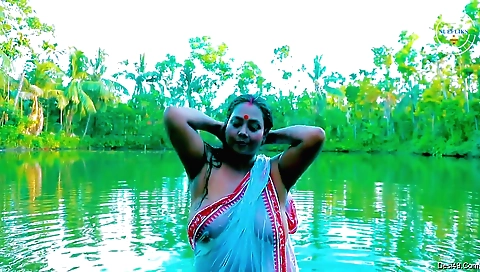 Big tits brunette solo female takes her bikini off