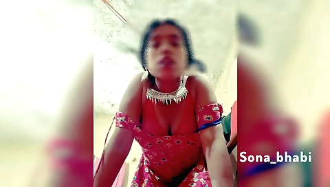 Indian brunette fucked on her knees in red tight leggings