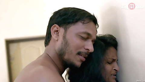 Cute brunette milf with a nice ass has her young hubby fuck