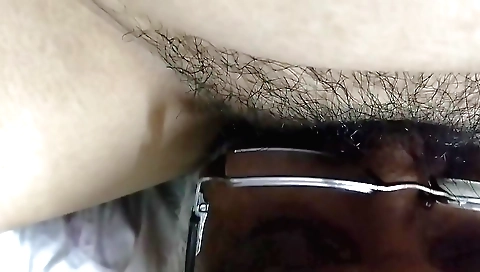 Indian babe with hairy pussy eating her boyfriend's cock