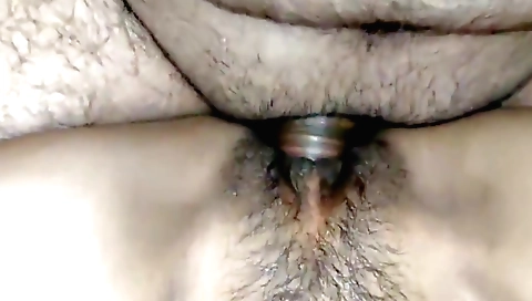 Hairy indian woman gets her pussy fucked with her massage tools