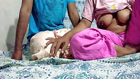 Cute girl and her boyfriend making sex on the couch