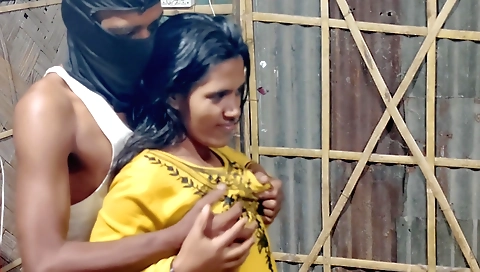 Indian brunette is playing with her husband's dick