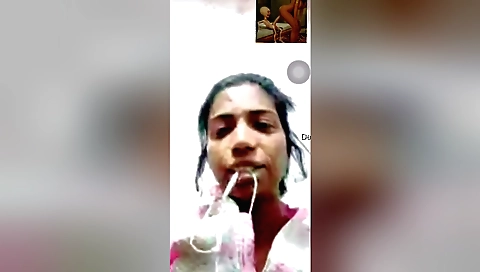 Amazing brunette in a webcam video is showing her boobs