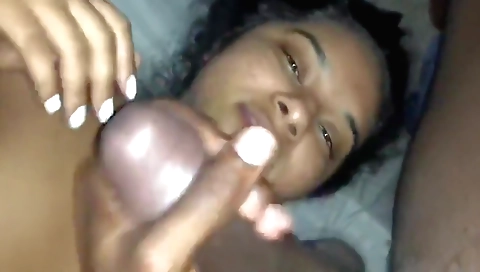 Indian brunette gets facial after deepthroat blowjob