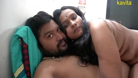 Indian brunette gets on her boyfriend's dick and rides it