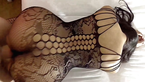 Cute brunette teen with big tits fucks on a webcam