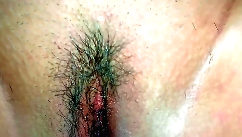 Indian girl with hairy pussy shows off her natural tits